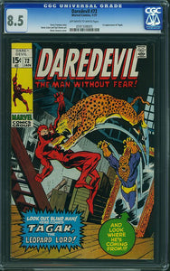 Daredevil #72 CGC 8.5 1971 Off-White to White Pages 1st appearance of Tagak