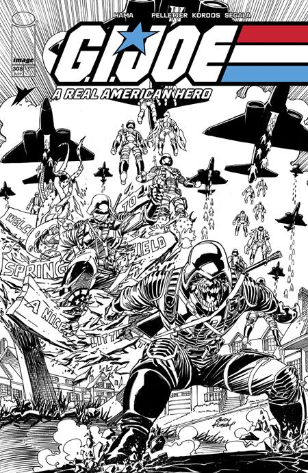 GI JOE A REAL AMERICAN HERO #308 CVR B ANDY KUBERT B&W VAR