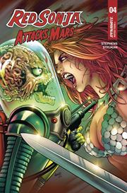 RED SONJA ATTACKS MARS #4 (OF 4) CVR C GREG LAND POLYBAGGED TRADING CARD VAR