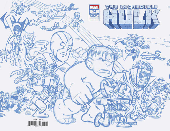 INCREDIBLE HULK #24 CHRIS GIARRUSSO MARVEL UNIVERSE CONNECTING BLUE LINE SKETCH WRAP VARIANT E