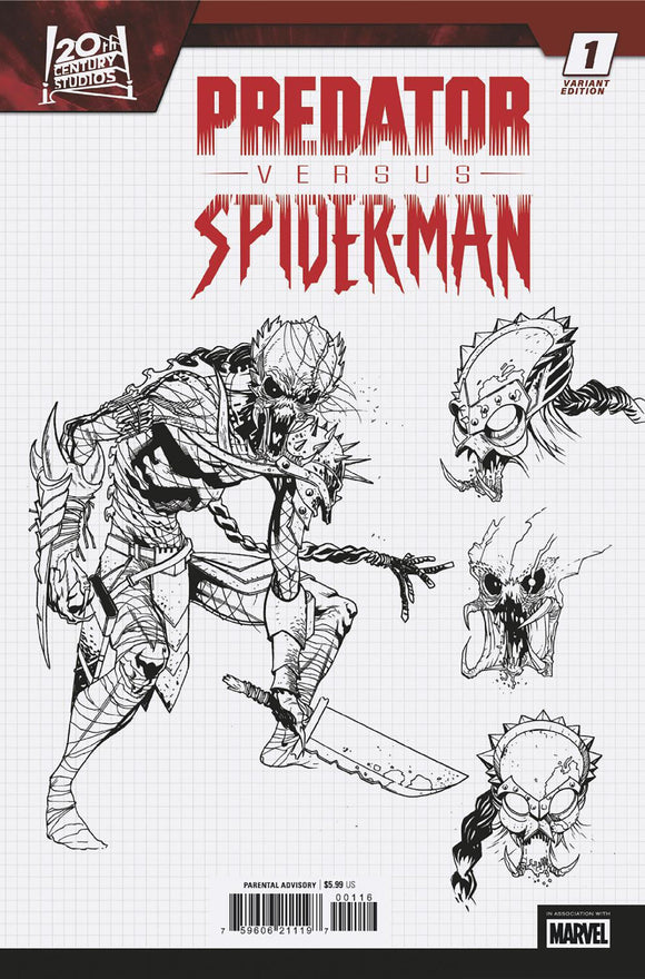 PREDATOR VS. SPIDER-MAN #1 MARCELO FERREIRA DESIGN VARIANT 1-10