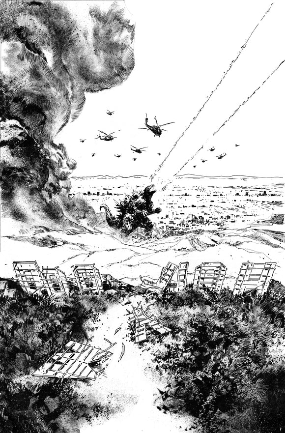 Godzilla Vs. America: Los Angeles Variant RI (25) (Hardman Full Art B&W)