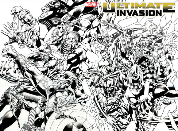 ULTIMATE INVASION 1 BRYAN HITCH WRAPAROUND BLACK & WHITE VARIANT 1-50