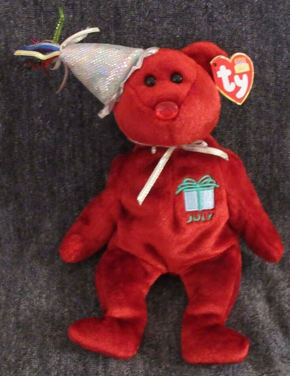 Ty Beanie Baby July Happy Birthday Bear Wearing Hat – One Stop Comics