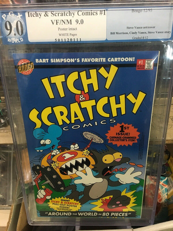 itchy and Scratchy Comics #1 pgx 9.0 not cgc Dec 1993