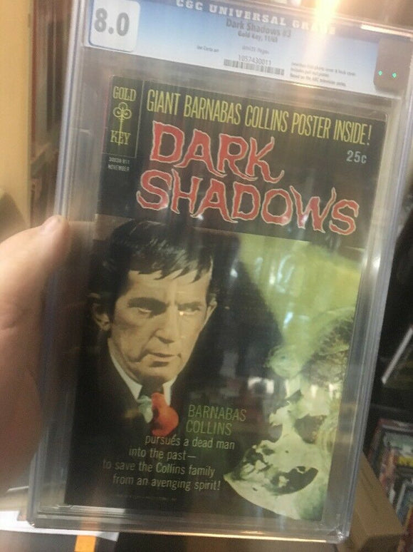 DARK SHADOWS #3 CGC 8.0 GOLD KEY 1969 PULL OUT POSTER PHOTO COVER J FRID